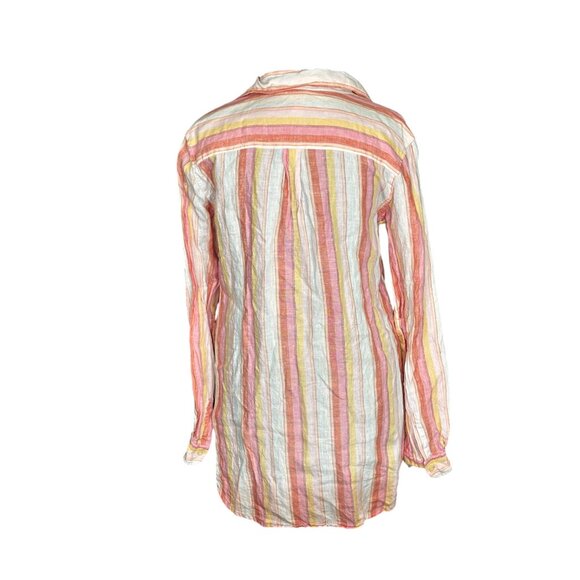 Gap Womens Striped Lightweight Linen Tunic Top XS Long Sleeve Multicolor - Picture 3 of 10